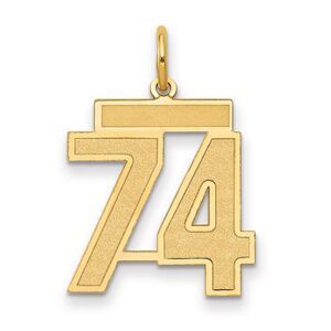 14k Yellow Gold, Jersey Collection, Medium Number 74 Pendant